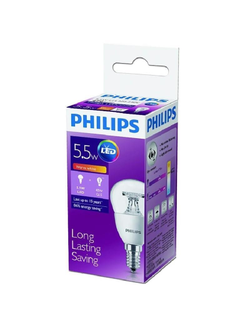 Лампа светодиодная Philips 5.5W E14 2700k тепл.шар