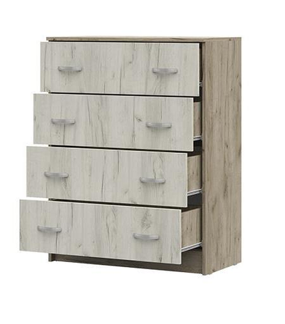Бася (Басса) КМ 554 комод 4 ящика Крафт белый/Крафт серый