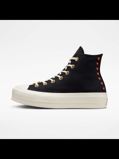 Кеды Converse на платформе Chuck Taylor All Star Lift Hearts Valentines Day черные высокие