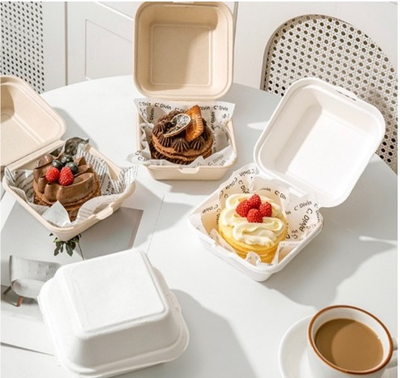 "Бенто-бокс" Коробка для торта Бенто (крафт, сах. тростник 450мл), 15*15*8см