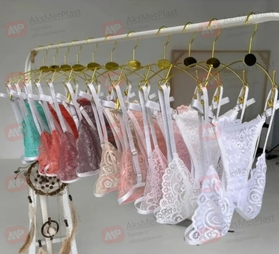 AM2806S Вешалка металлическая для нижнего белья с прищепками на проволоке, цвет: серебро