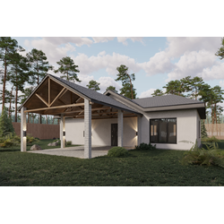 Одноэтажный дом с двумя спальнями 106.45м² + парковка с навесом 42.45 м²(S47)