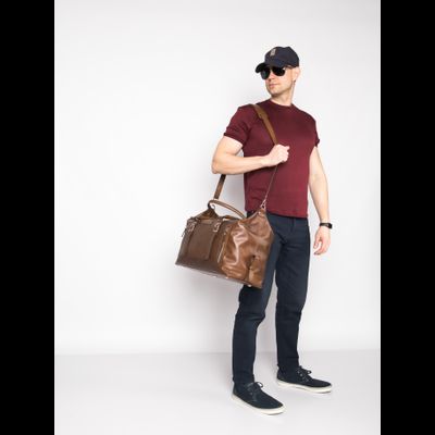Кожаная дорожная сумка Bergamo Premium brown (арт. 4048-63)