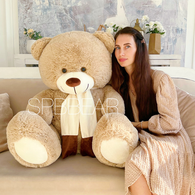 Большой плюшевый медведь 140 см кремовый Барни