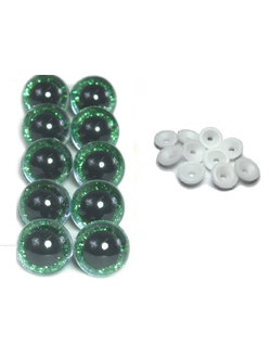 Глаза для кукол с глиттерной вставкой 16 мм, зеленые