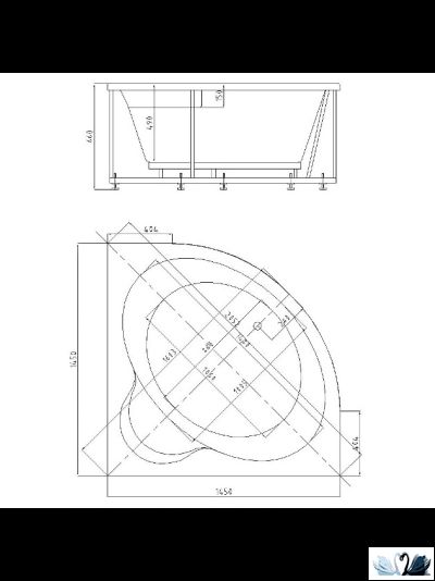 Ванна Azario Cosma 145x145 см AV.0088123, акриловая, угловая, центральный слив