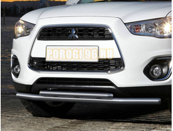 Защита переднего бампера d57/d42  на Mitsubishi ASX ( Митсубиши а эс икс)