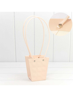 Пакет-сумочка "Тиснение Трапеция" 12,5*12*8см Персиковый КП07/32