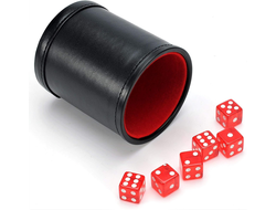 Шейкер для кубиков "Stuff-Pro" кожаный с крышкой (красный)