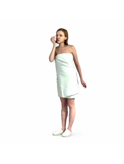 пляж Девушка у зеркала makes up after shower