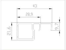 Профиль рамочный узкий 709 с ручкой,  Чёрный Крацованный  L=...м  DE0709.VP540.BKBAN.CJ   ARISTO