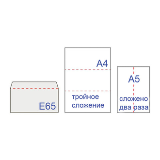 Конверты Е65 (110х220 мм), отрывная лента, 80 г/м2, КОМПЛЕКТ 100 шт., внутренняя запечатка, Е65.10.100С