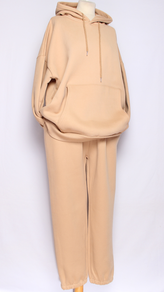 Костюм тройка: худи, брюки, жилет."Теплый с жилетом" бежевый р.48-50