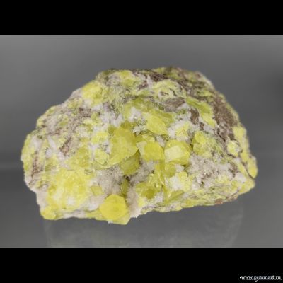 Сера, кальцит кристаллы в полости породы. Россия. 110*95*60мм