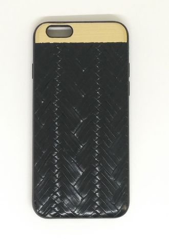 Защитная крышка iPhone 6/6S (арт.15238), черное плетение, под кожу