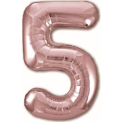 Воздушный шар фольгированный "ЦИФРА 5. Розовое золото. SLIM" 102 см.