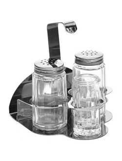 Набор для специй 4 предмета соль+перец+салфетница+ст.д/зубочисток, стекло, сталь, H=100, L=100, B=107 мм