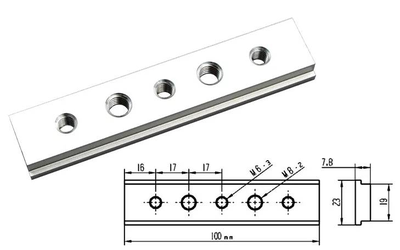 Профиль-слайдер 100 мм с комбинированной резьбой М6 и М8 ДЛЯ ПАЗА 19.2 ММ
