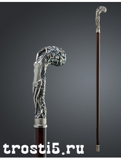 Уникальная трость с литой серебряной рукоятью в виде капли