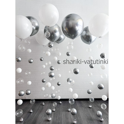 Шары цепочки с пузырями 10шт (белые, серебро)