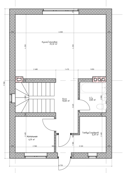 Двухэтажный дом с тремя спальнями и мансардой 99.86 м² (S8)