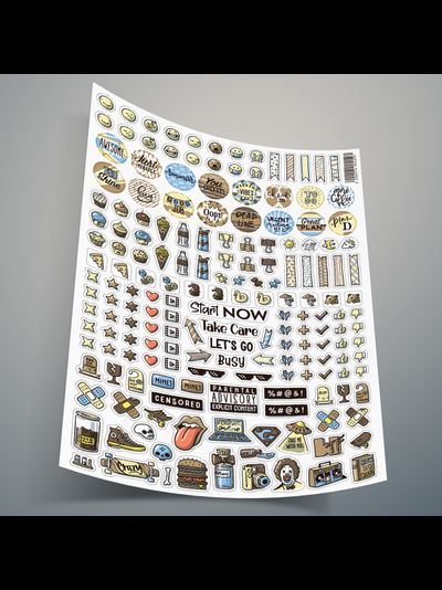 Набор стикеров: стикеры наклейки для ежедневника 4 цвета | Стикерпак для планера 4 листа