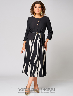 Модель :1303.Платье женское А-силуэта в черно-белом цвете