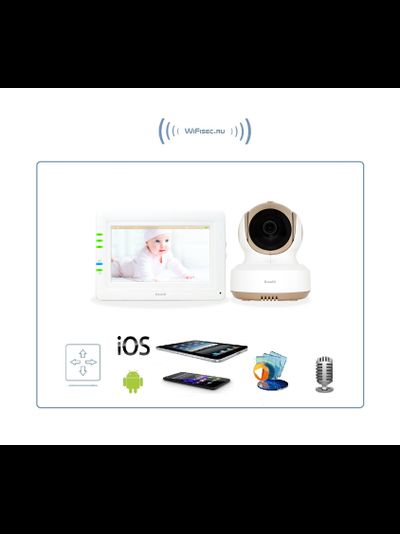 Ramili Baby RV1000 Двух режимная  видеоняня, монитор сенсорный 4,2" (11 см.) и моторизированная видеокамера. Датчик температуры. HD