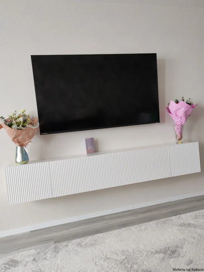 Сканди тумба под ТВ Белый/Белый Глянец