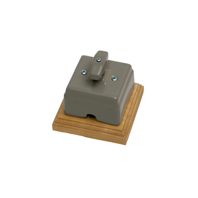 Поворотный ретро выключатель из керамики, Серый. 1-2 клав. ПРОХОДНОЙ