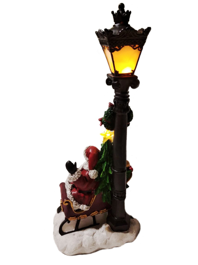 Фонарь новогодний со светодиодами "Дед Мороз в санях", 16*12*39см