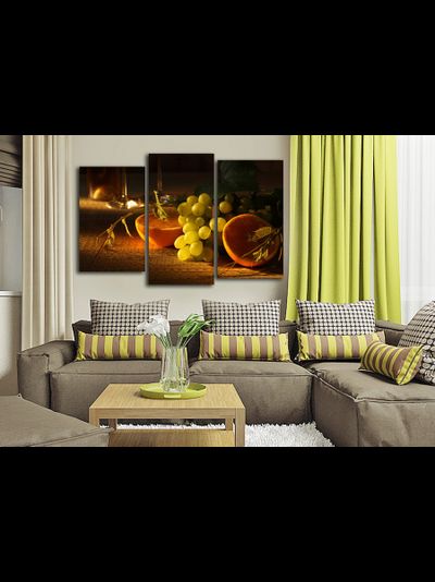 Модульная картина "Виноград с апельсином"