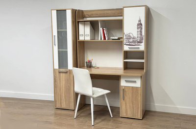 Надстройка стола компьютерного 1200 Лайт-1 + Стол компьютерный 1200 Лайт-1 + Стеллаж Лайт-2