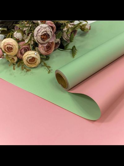 Пленка матовая двусторонняя (зеленая/бл. розовая, 60мкм), 58см*10м