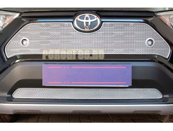 Защита радиатора для Toyota Rav4 2019- chrome верх с парктроником PREMIUM