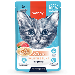 Wanpy Cat (Ванпи кэт) Влажный корм  для котят нежное рагу из Лосося и тунца, 70 г