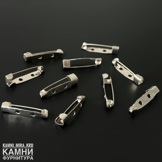 Булавка основа для броши 25х5 мм, сталь, цвет серебро, цена за штуку