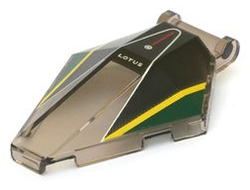 Windscreen 6 x 4 x 1 Hexagonal with Bar Handle with 'LOTUS', Silver and Yellow Lines, Black and Dark Green Panels Pattern, Trans-Brown (Old Trans-Black) (27262pb07 / 6388425)