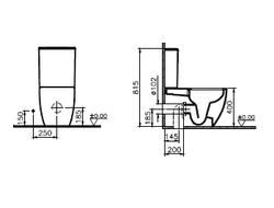 Комплект напольного безободкового пристенного унитаза с тонким сиденьем микролифт Vitra Sento, 9830B003-7203