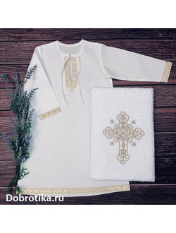 Рубашка для Крещения мальчика,  размеры на рост от 80 см до 164 см, длинный/короткий рукав, можно вышить крестик, можно вышить любое имя, цена от