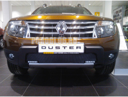 Защита радиатора Renault Duster 2011-2014 с вырезом под DHO black PREMIUM