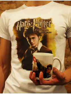 Печать на белой майке Гарри Поттер