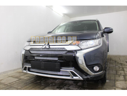 Защита радиатора Mitsubishi Outlander III 2018- (3 части) chrome с парктроником