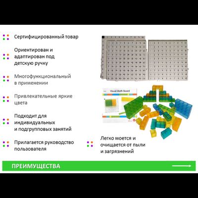 Математические доски и полупрозрачные кубики. Набор учебно-игровой.