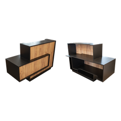 Тучков шоп. Торговое оборудование. Ресепшн. Стойка-ресепшен Зимний лес черная с деревом