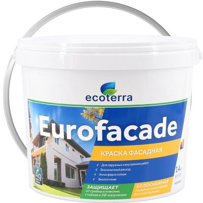 Краска фасадная латексная ECOTERRA Eurofacade Белоснежная 14 кг