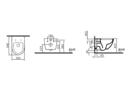 Безободковый подвесной унитаз Sento, матовый, черный, 7748B083-0101