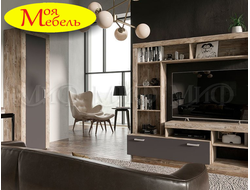 Ангара Гостиная Шкаф 2х дверный (графит/дуб юкон)