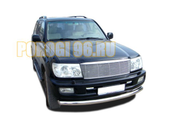 Защита переднего бампера (радиус) d76 для Toyota Land Cruiser 100 (1998-2006)