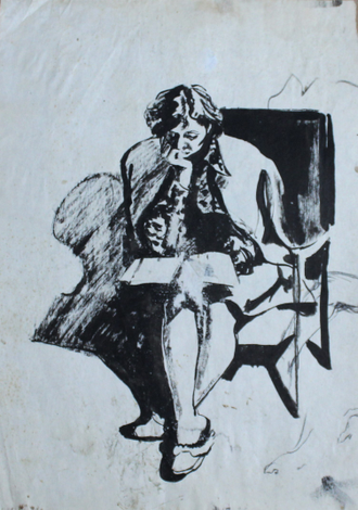 "Девочка" бумага тушь, акварель Кондратова О.Е. 1974 год
